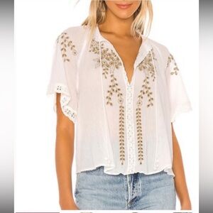 FREE PEOPLE Gorgeous embroidery White top sz S